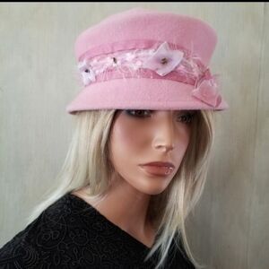 Pink Wool Hat Made in Israel Horowitz Ladies Tea Church Hat Quiet Elegance
